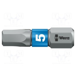 1 pcs x WERA - 5056685001 - Screwdriver bit, hex key, HEX 5mm, Overall len: 25mm, BiTorsion