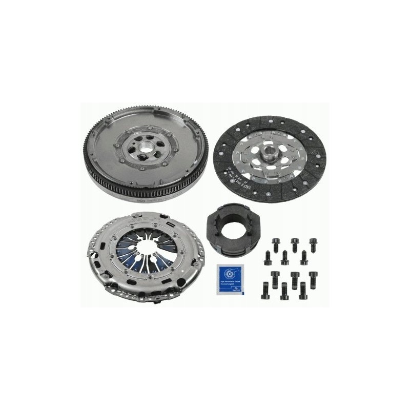 Clutch set with dual mass flywheel with bearing