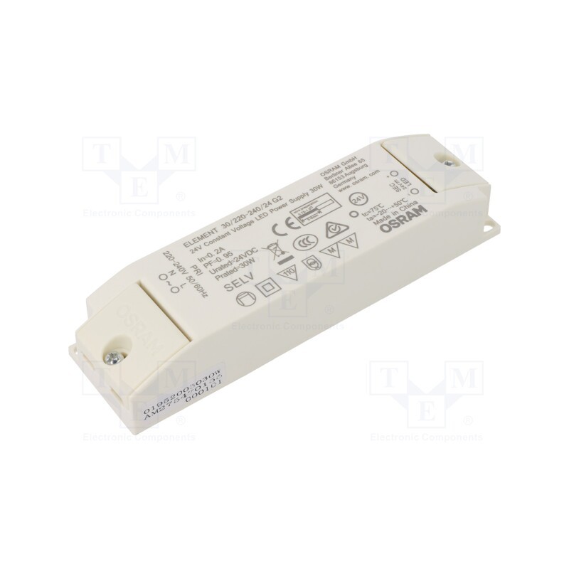 1 pcs x ams OSRAM - ELEMENT 30/220-240/24 G2 - Power supply: switched-mode, LED, 30W, 24VDC, 1.25A, 198÷264VAC