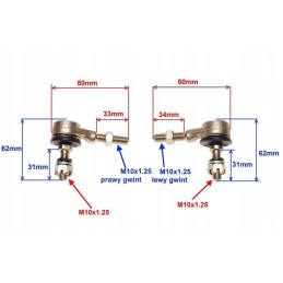 Barossa 250 tie rod end, set of 4 pcs