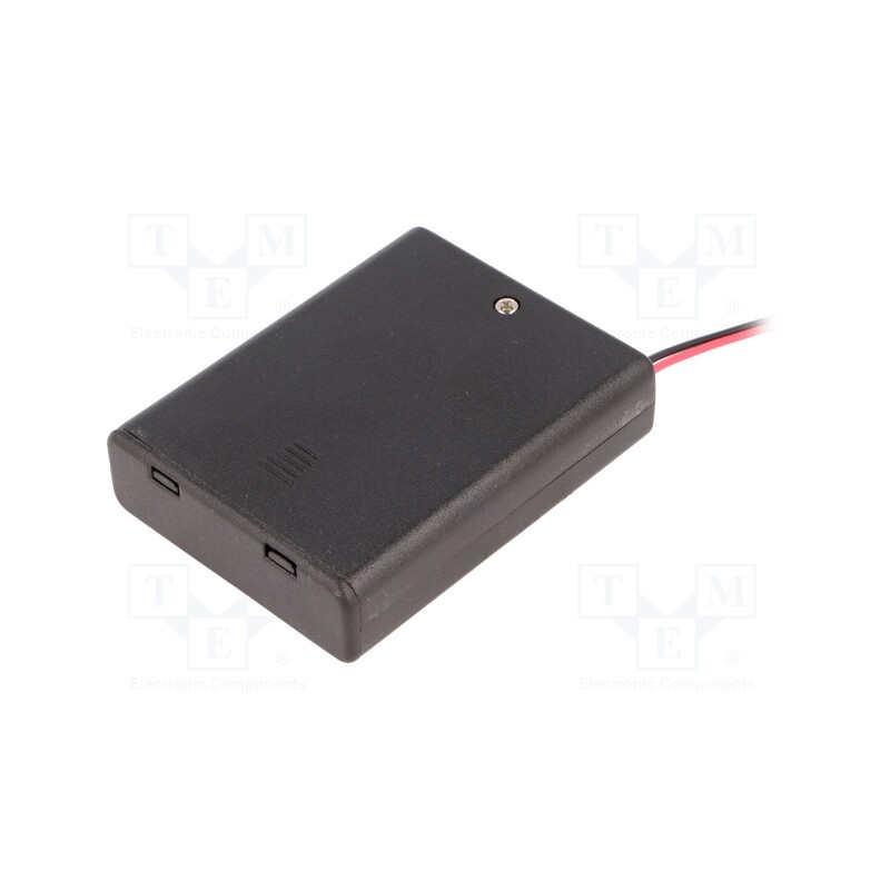 1 pcs x COMF - SBH-441AS - Holder, AAA,R3, Batt.no: 4, cables, black, 150mm, with switch