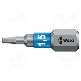 1 pcs x WERA - 5056680001 - Screwdriver bit, hex key, HEX 1,5mm, Overall len: 25mm, BiTorsion