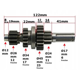 Output shaft gearbox quad atv 110 125 dl 122mm 12f 17f 23f 11f 6f