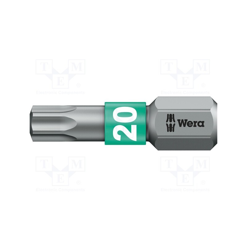 1 pcs x WERA - 5066124001 - Screwdriver bit, Torx®, TX20, Overall len: 25mm, BiTorsion