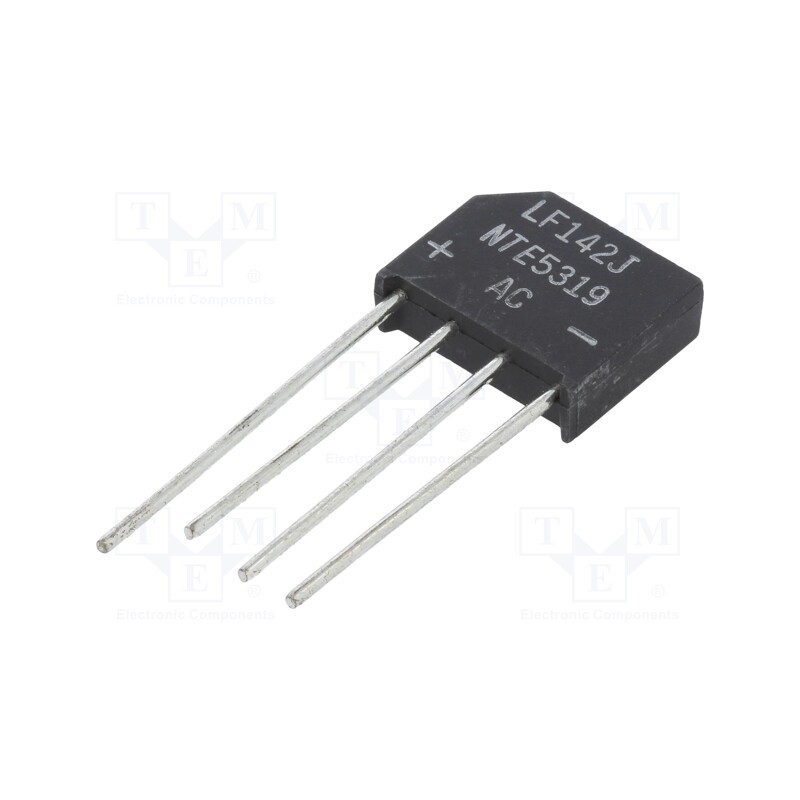 1 pcs x NTE Electronics - NTE5319 - Bridge rectifier: single-phase, Urmax: 600V, If: 4A, Ifsm: 200A