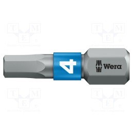 1 pcs x WERA - 5056684001 - Screwdriver bit, hex key, HEX 4mm, Overall len: 25mm, BiTorsion