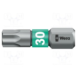 1 pcs x WERA - 5066128001 - Screwdriver bit, Torx®, TX30, Overall len: 25mm, BiTorsion
