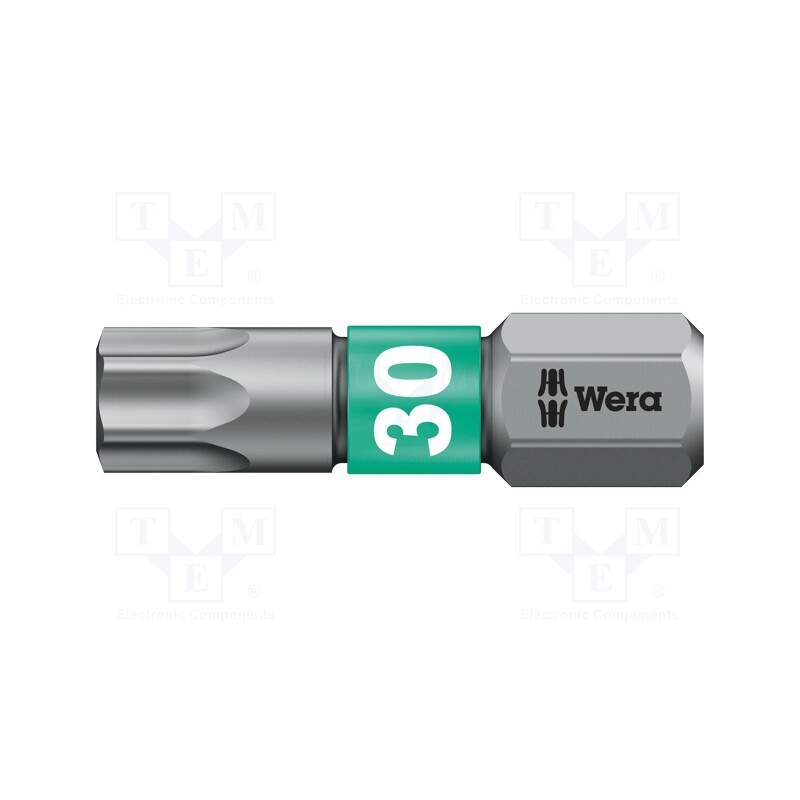 1 pcs x WERA - 5066128001 - Screwdriver bit, Torx®, TX30, Overall len: 25mm, BiTorsion