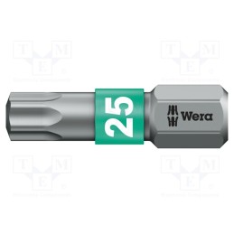 1 pcs x WERA - 5066126001 - Screwdriver bit, Torx®, TX25, Overall len: 25mm, BiTorsion