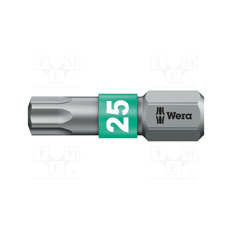 1 pcs x WERA - 5066126001 - Screwdriver bit, Torx®, TX25, Overall len: 25mm, BiTorsion