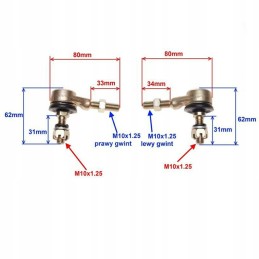Steering rack ends for 125cc buggy, set
