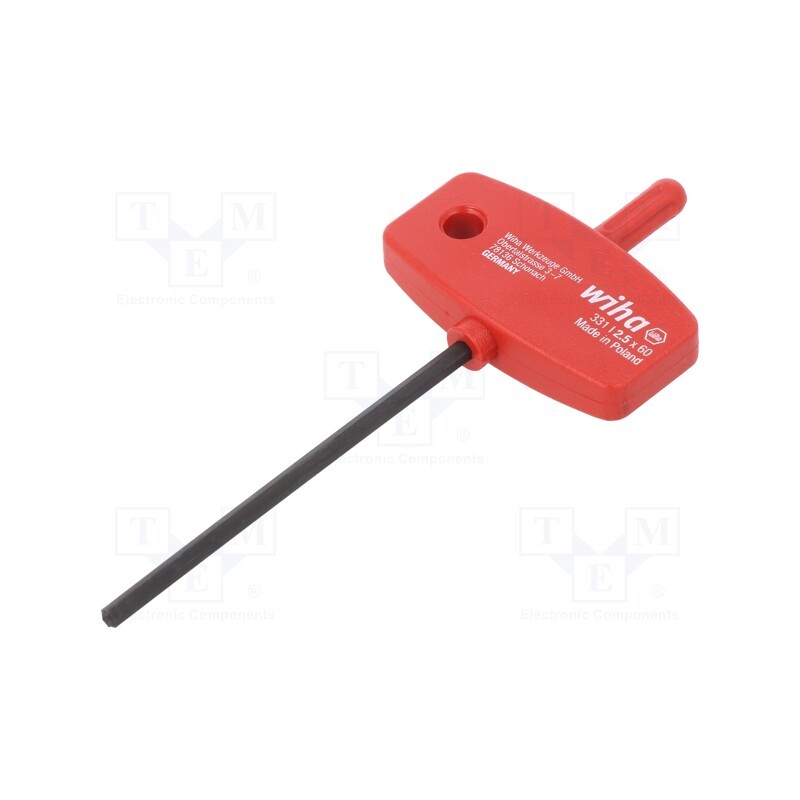 1 pcs x WIHA - 896 - Wrench, hex key, HEX 2,5mm, Overall len: 95mm, Kind of handle: T