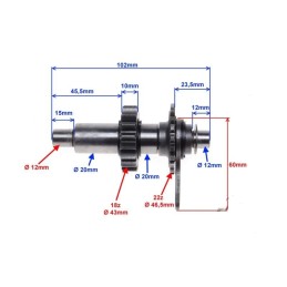 Shaft reverse gearbox atv 250 st 9e