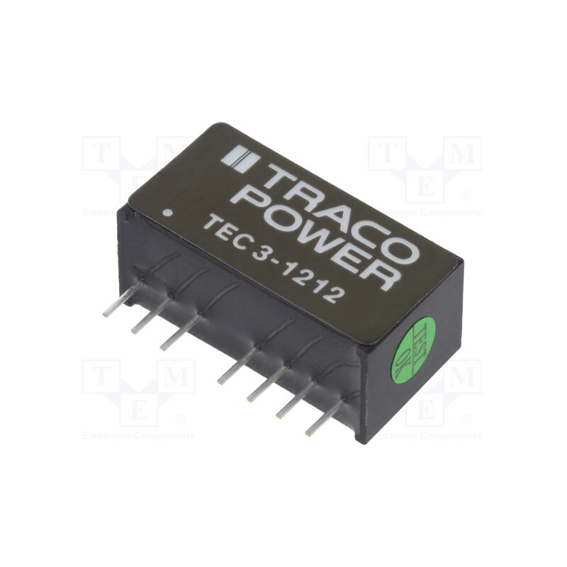 1 pcs x TRACO POWER - TEC 3-1212 - Converter: DC/DC, 3W, Uin: 9÷18V, Uout: 12VDC, Iout: 250mA, SIP8