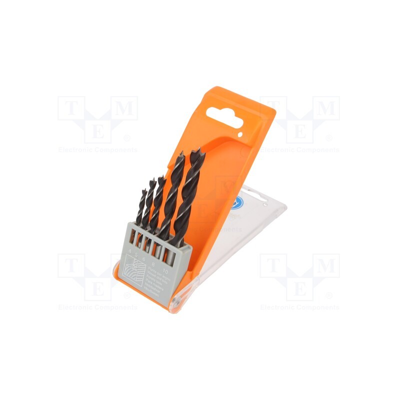 1 set x PG PROFESSIONAL - 15.606 - Drill set, for wood, box, wood, 4mm,5mm,6mm,8mm,10mm, 5pcs.