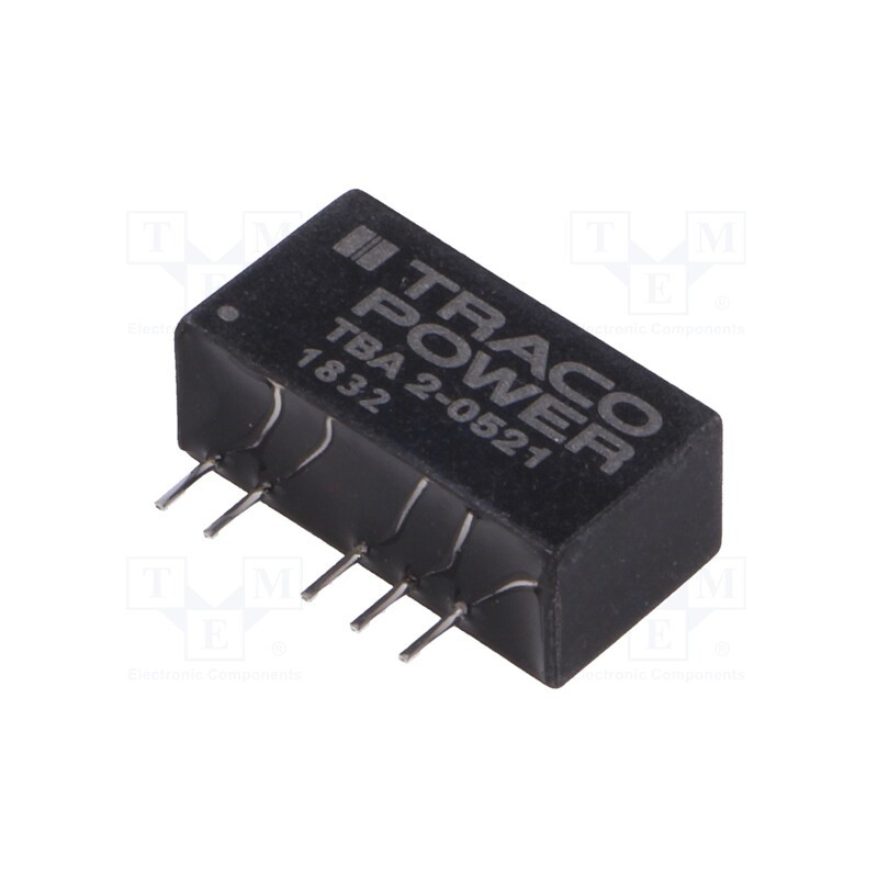 1 pcs x TRACO POWER - TBA 2-0521 - Converter: DC/DC, 2W, Uin: 4.5÷5.5V, Uout: 5VDC, Uout2: -5VDC, SIP7