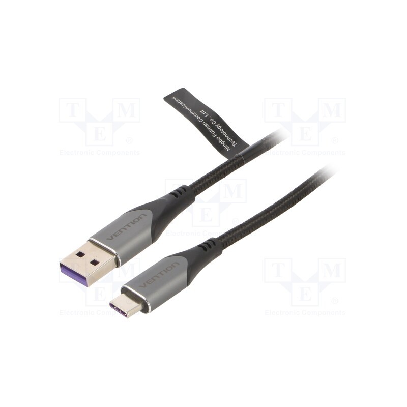 1 pcs x VENTION - COFHD - Cable, USB 2.0, USB A plug,USB C plug, nickel plated, 0.5m, black