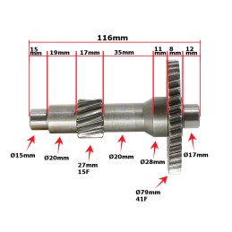 Intermediate shaft ATV 150 Diablo 116mm Bashan
