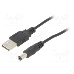 1 pcs x AKYGA - AK-DC-04 - Cable, USB A plug,DC 5,5/2,5 plug, straight, black, 0.8m, 5÷50°C