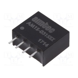 1 pcs x AIMTEC - AM1S-0315SZ - Converter: DC/DC, 1W, Uin: 2.97÷3.63V, Uout: 15VDC, Iout: 67mA, SIP4