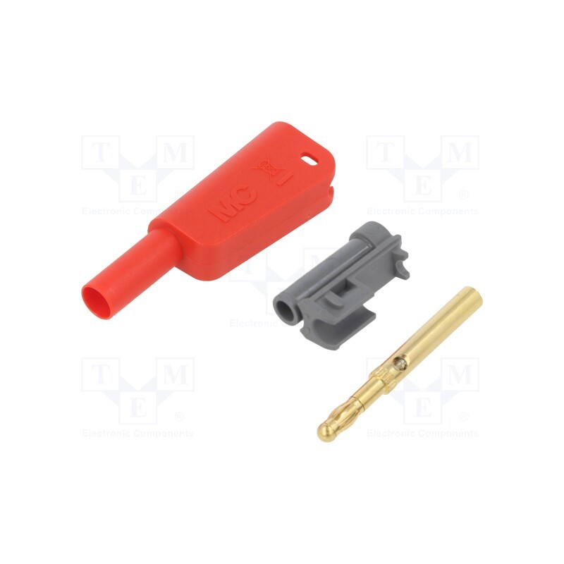1 pcs x STu00c4UBLI - 66.2021-22 - 4mm banana, 19A, 1kV, red, insulated,with 4mm axial socket, 1mm2