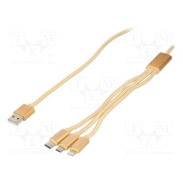 1 pcs x GEMBIRD - CC-USB2-AM31-1M-G - Cable, USB 2.0, 1m, golden, textile, Cablexpert