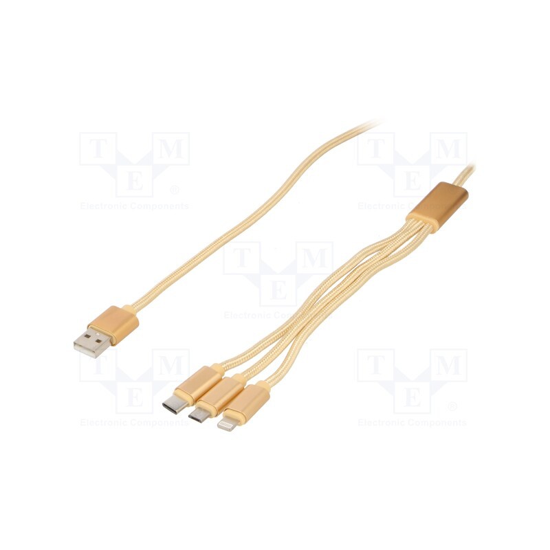 1 pcs x GEMBIRD - CC-USB2-AM31-1M-G - Cable, USB 2.0, 1m, golden, textile, Cablexpert