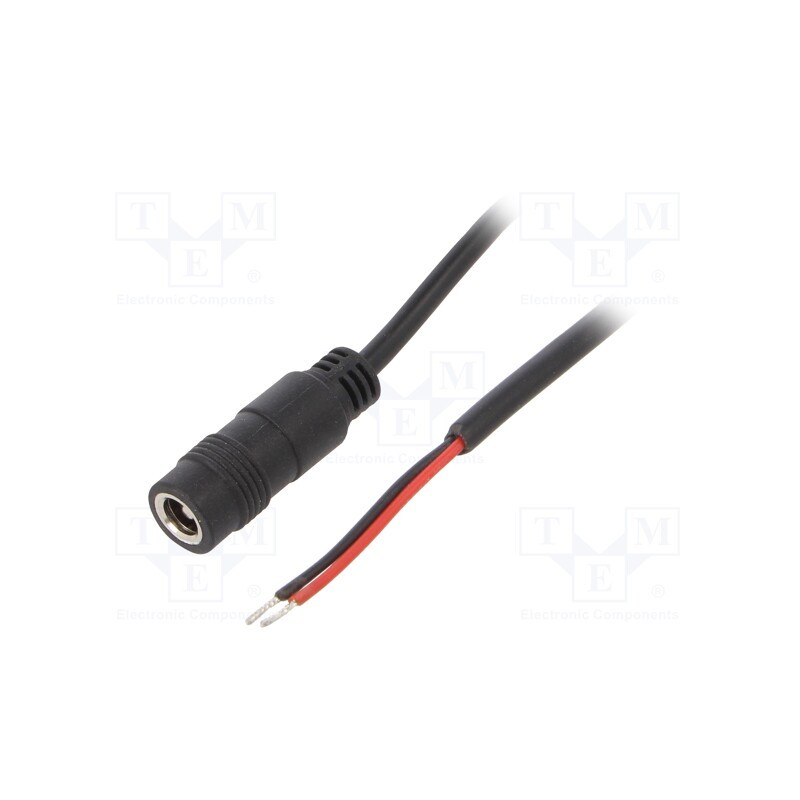 1 pcs x SUNNY - ECJ40R2155STST - Cable, 2x0.5mm2, wires,DC 5,5/2,1 socket, straight, black, 4m