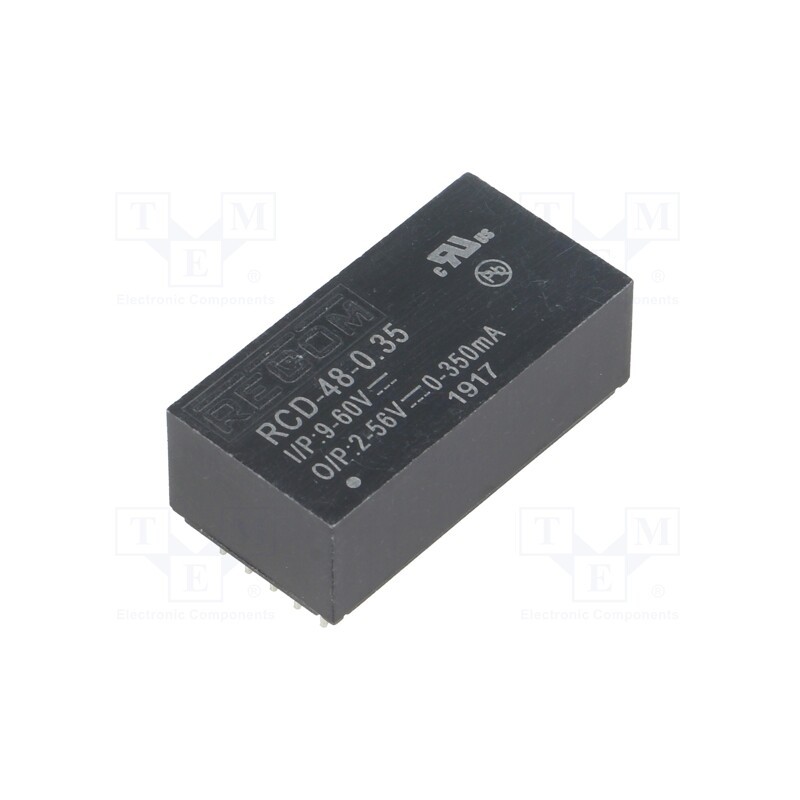 1 pcs x RECOM - RCD-48-0.35 - Converter: DC/DC, Uin: 9÷60V, Uout: 2÷56VDC, Iout: 350mA, PCB, RCD-48