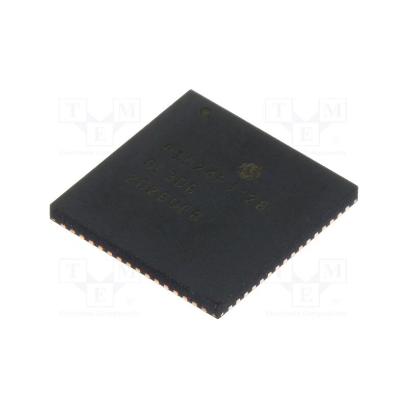 1 pcs x MICROCHIP TECHNOLOGY - PIC24FJ128GL306-I/MR - IC: PIC microcontroller, 128kB, 32MHz, SMD, QFN64, PIC24, 8kBSRAM
