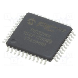 1 pcs x MICROCHIP TECHNOLOGY - PIC32MX154F128D-I/PT - IC: PIC microcontroller, 128kB, 2.5÷3.6VDC, SMD, TQFP44, PIC32