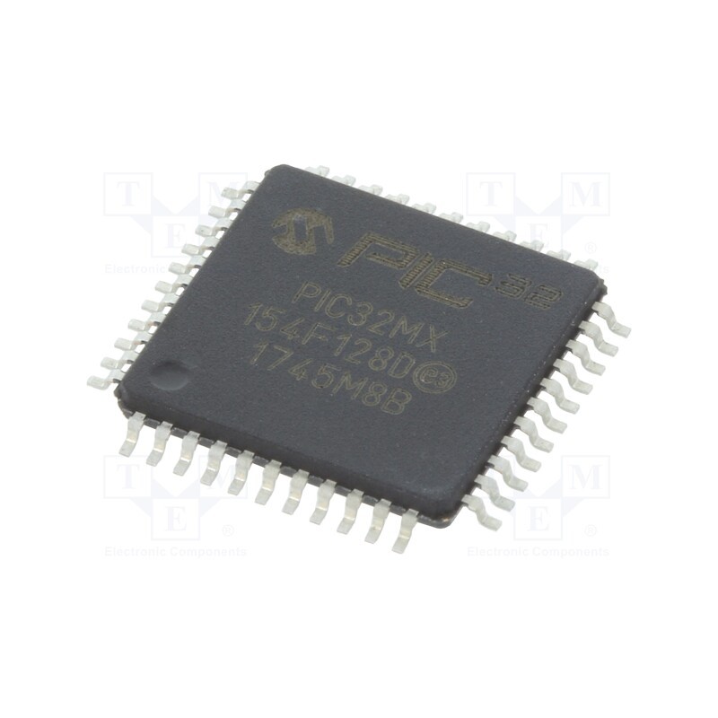 1 pcs x MICROCHIP TECHNOLOGY - PIC32MX154F128D-I/PT - IC: PIC microcontroller, 128kB, 2.5÷3.6VDC, SMD, TQFP44, PIC32