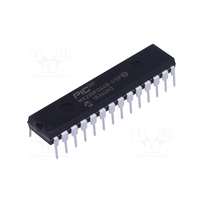 1 pcs x MICROCHIP TECHNOLOGY - PIC32MX230F064B-I/SP - IC: PIC microcontroller, 64kB, 2.3÷3.6VDC, THT, DIP28, PIC32