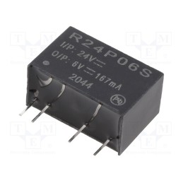 1 pcs x RECOM - R24P06S - Converter: DC/DC, 1W, Uin: 21.6÷26.4V, Uout: 6VDC, Iout: 167mA, SIP7