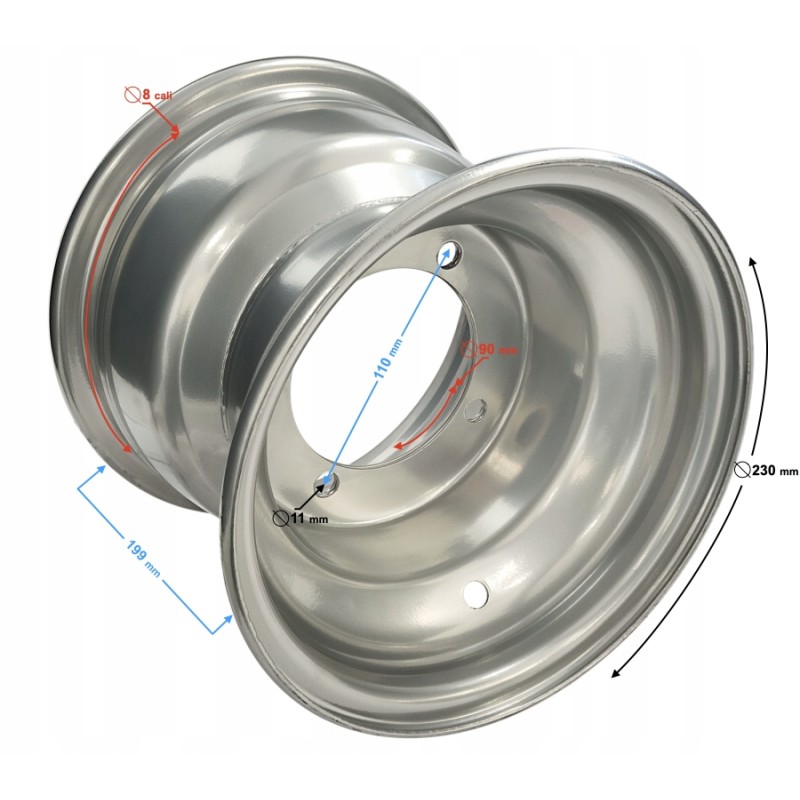 Rear rim 8x7 110mm atv