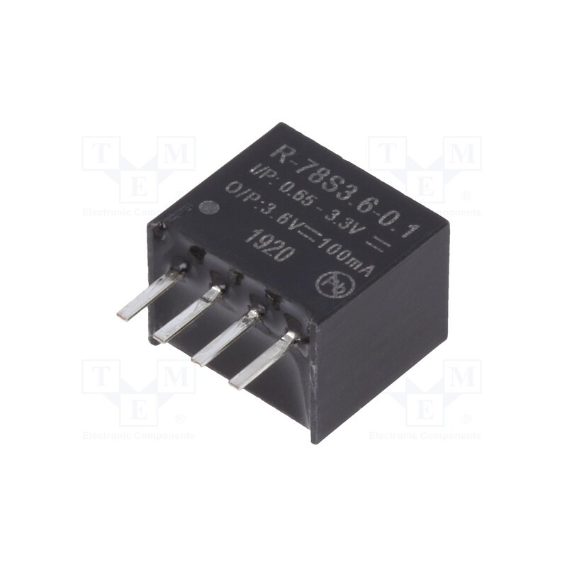 1 pcs x RECOM - R-78S3.6-0.1 - Converter: DC/DC, 0.36W, Uin: 0.65÷3.3V, Uout: 3.6VDC, Iout: 0.1A