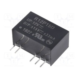 1 pcs x RECOM - R12P15D - Converter: DC/DC, 1W, Uin: 10.8÷13.2V, Uout: 15VDC, Uout2: -15VDC