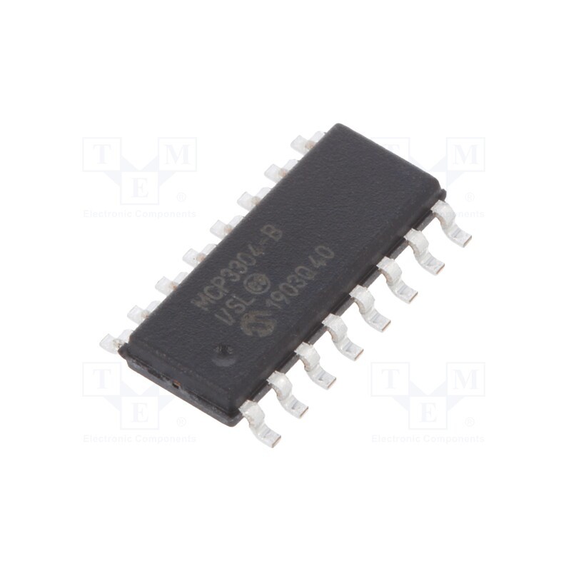 1 pcs x MICROCHIP TECHNOLOGY - MCP3304-BI/SL - IC: A/D converter, Ch: 4, 13bit, 100ksps, 4.5÷5.5V, SO16