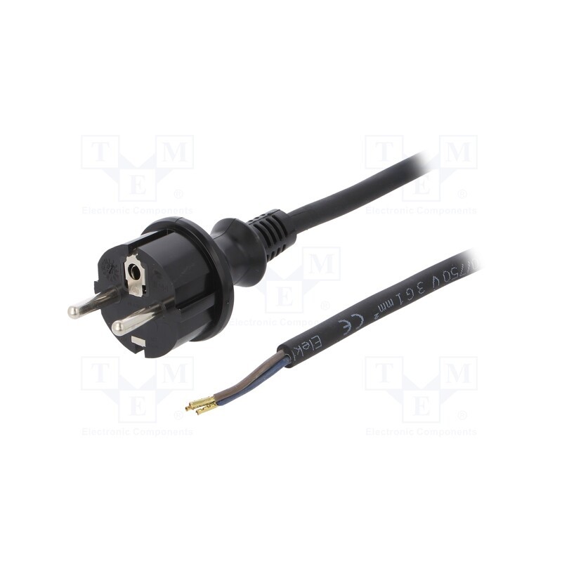 1 pcs x PLASTROL - W-97207 - Cable, 3x1mm2, CEE 7/7 (E/F) plug,wires,SCHUKO plug, rubber, 2m