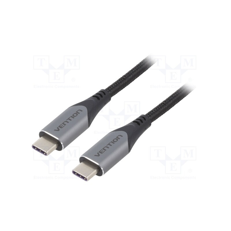 1 pcs x VENTION - TAEHG - Cable, USB 2.0, USB C plug,both sides, 1.5m, black, 480Mbps, 100W