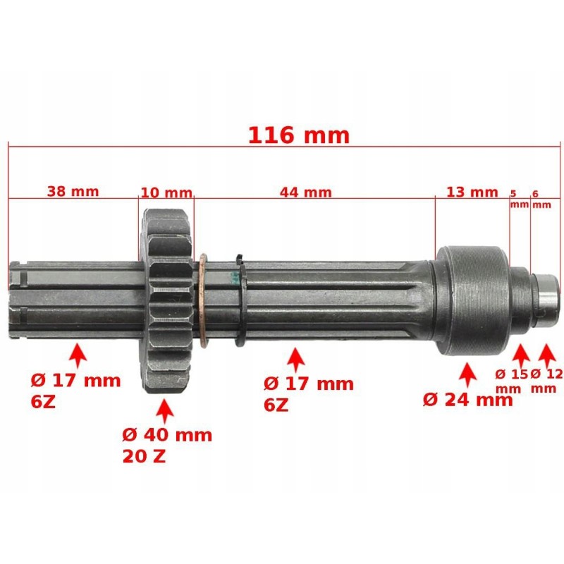 Clutch shaft for quad ATV 110 gearbox