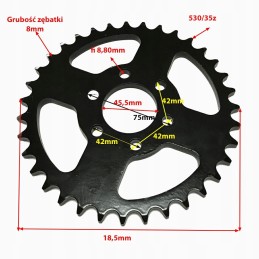 Rear sprocket 530 35z for quad ATV 200 CVT Fuxin