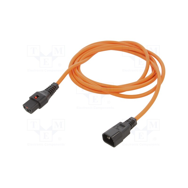 1 pcs x SCHAFFNER - IL13-C14-H05-3100-300-O - Cable, IEC C13 female,IEC C14 male, 3m, with IEC LOCK locking