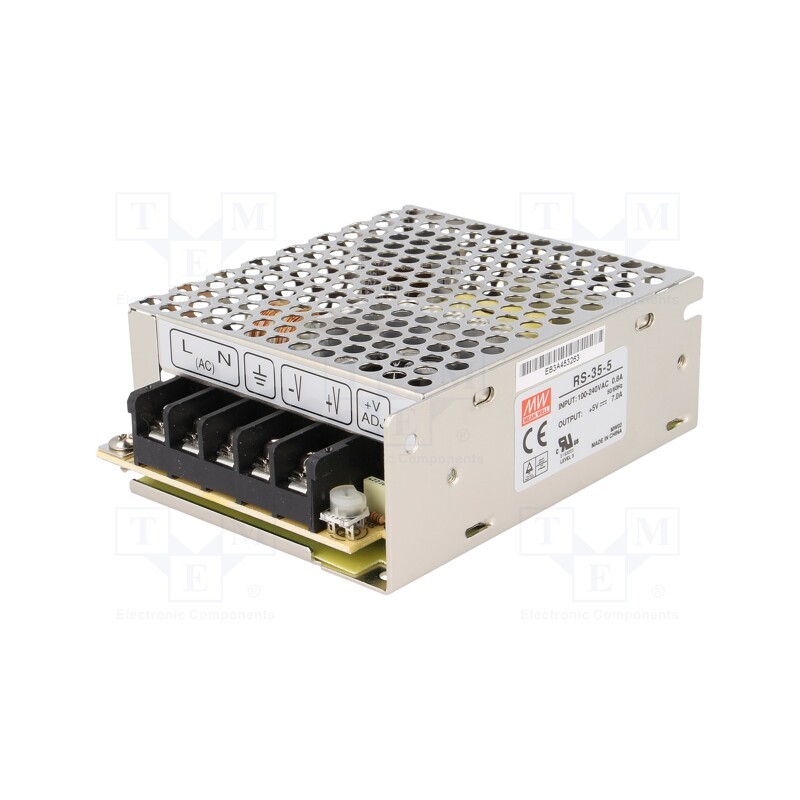 1 pcs x MEAN WELL - RS-35-5 - Power supply: switched-mode, for building in,modular, 35W, 5VDC