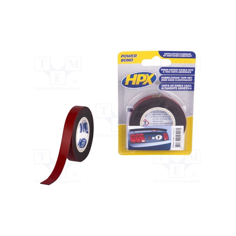 1 rol x HPX - HSA024 - Tape: fixing, W: 12mm, L: 2m, double-sided, anthracite