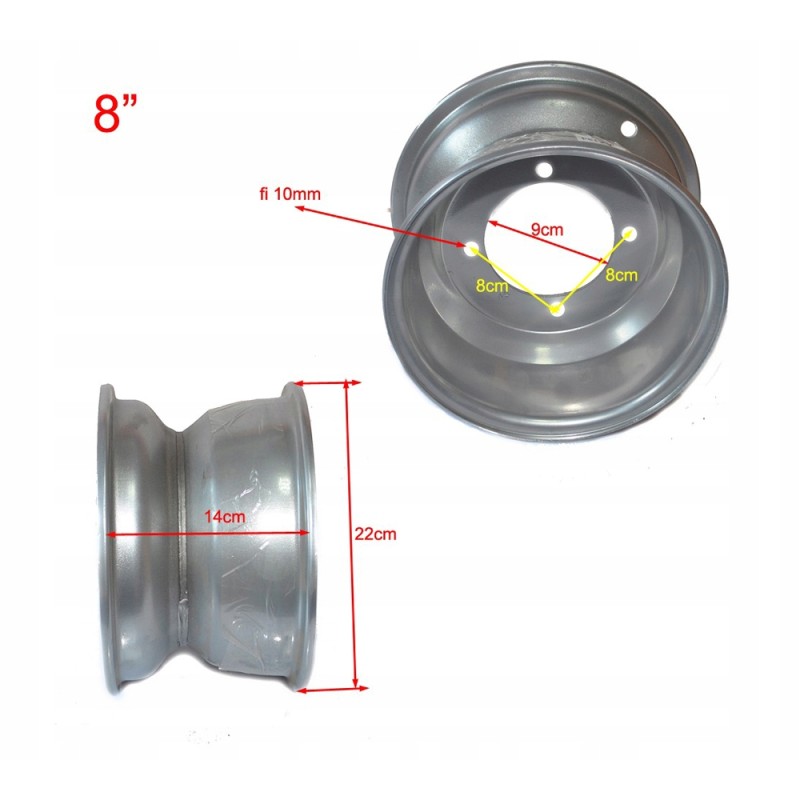 Rim 8 front with 4 bolts for quad Diablo ATV 150 200