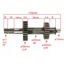 Gearbox shaft atv 110 cc 1 1 kp
