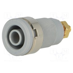 1 pcs x SCHu00dcTZINGER - SEB 6445 AU / GR - Socket, 4mm banana, 32A, grey, gold-plated, on panel,screw, 32mm