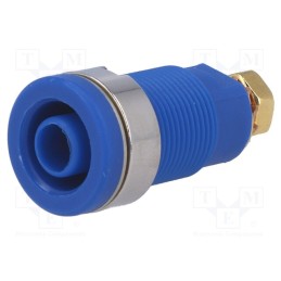1 pcs x SCHu00dcTZINGER - SEB 6445 AU / BL - Socket, 4mm banana, 32A, blue, gold-plated, on panel,screw, 32mm
