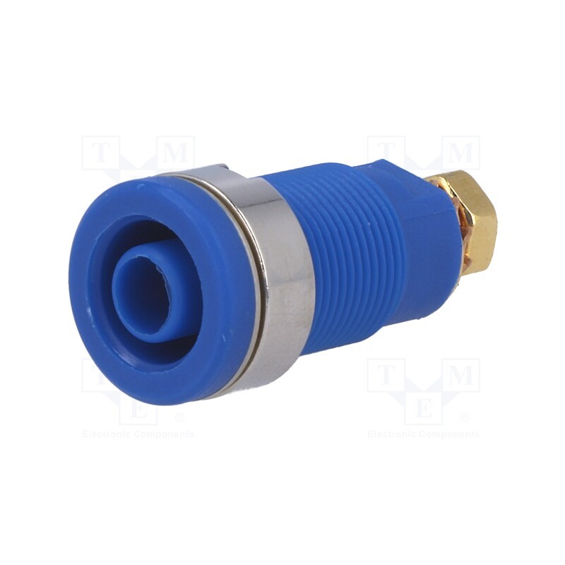 1 pcs x SCHu00dcTZINGER - SEB 6445 AU / BL - Socket, 4mm banana, 32A, blue, gold-plated, on panel,screw, 32mm